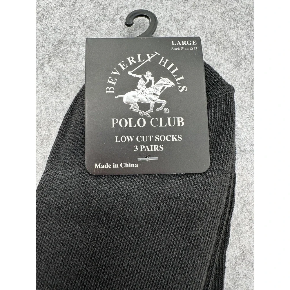 Beverly Hills Polo Club Socks Black Low-Cut ( 3 Pairs‎ ) Size Large 10-13 NWT